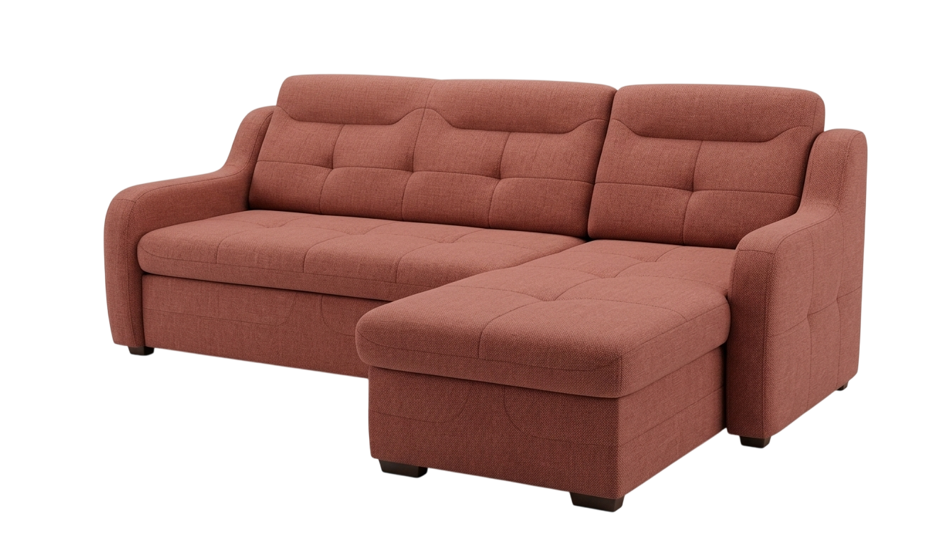Terracotta L-shape sofa bed