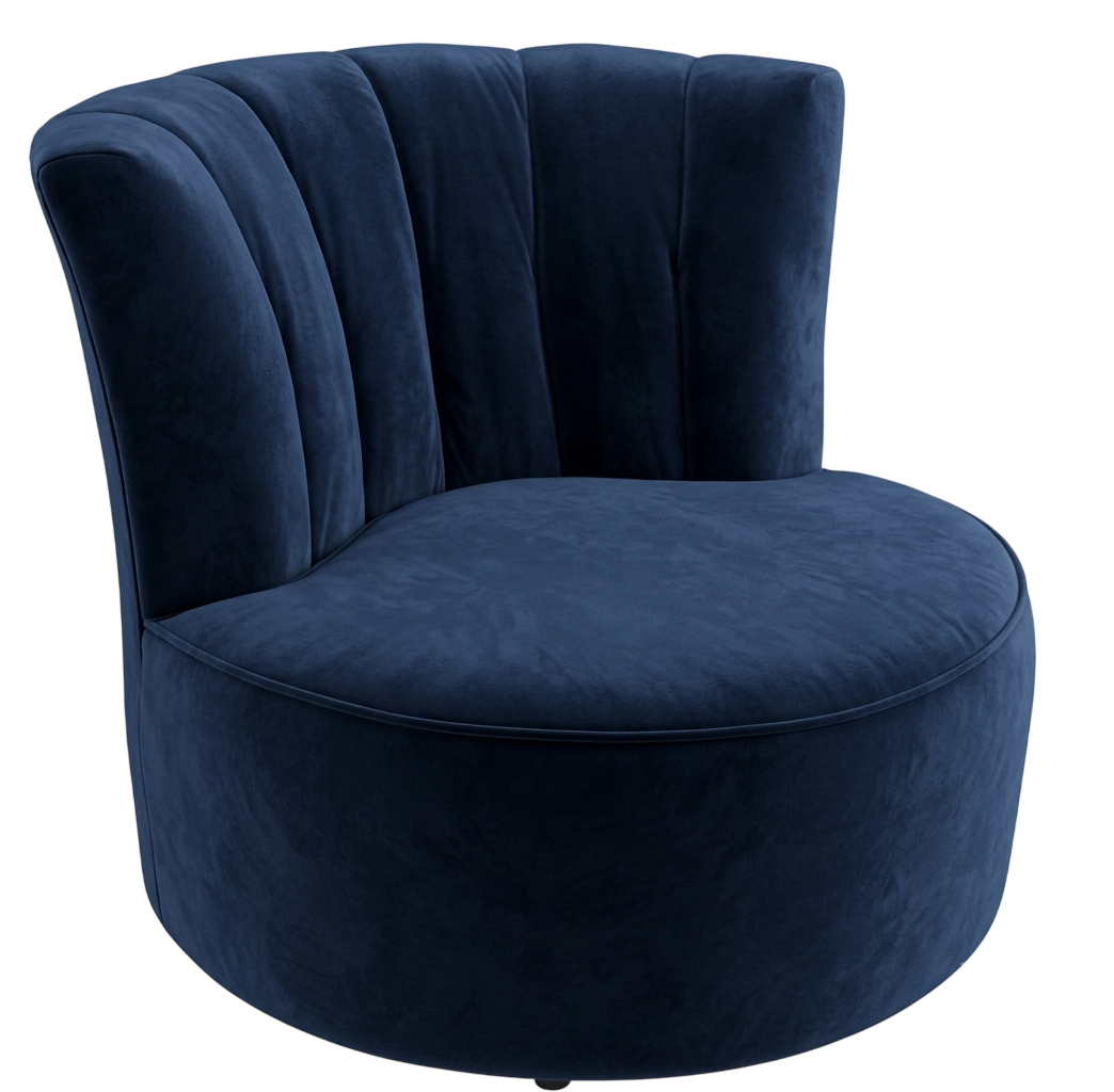 Velvet accent chair in navy blue