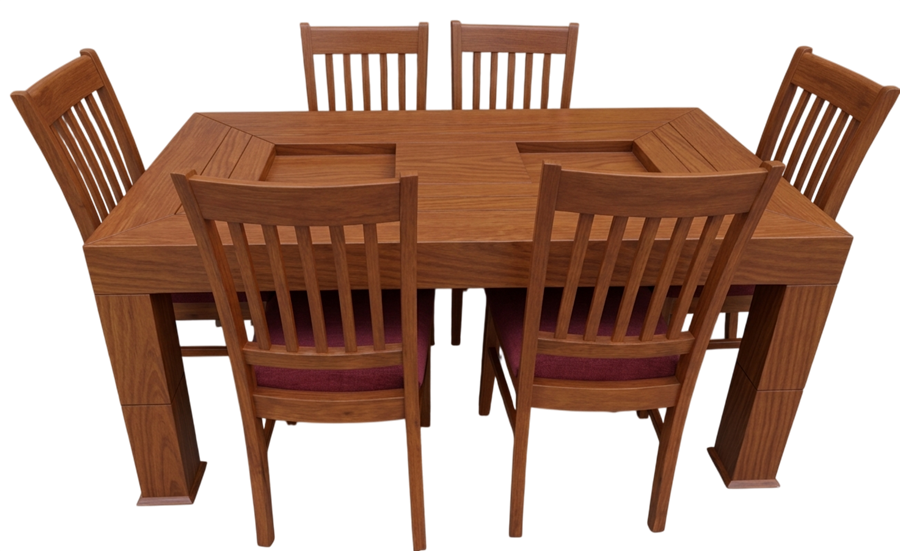 Solid wood dining set, 6-seater