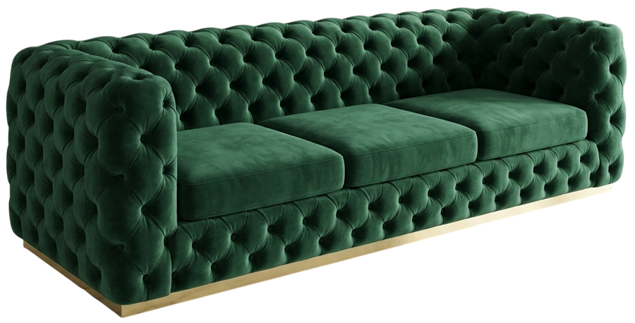 Chesterfield sofa, emerald velvet