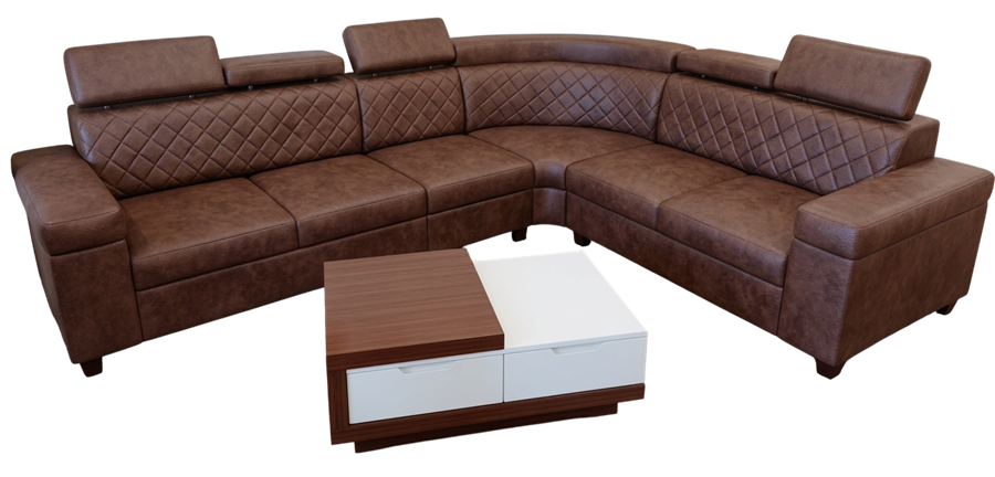 L-shape sectional sofa, tan leather